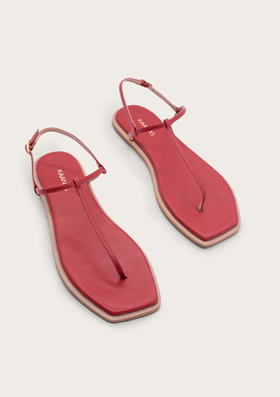 Women KAANAS Flats | Clarkia Chili Red